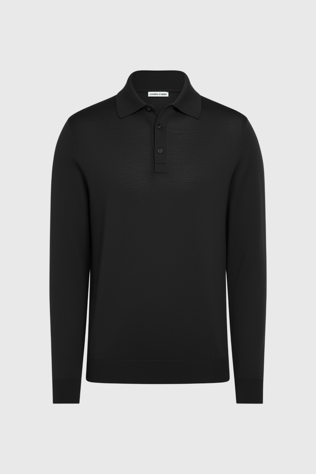 Longsleeve Polo - 100% traditionell gesponnene Wolle
