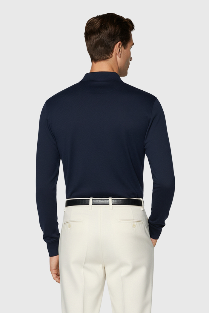 Longsleeve Polo - 100% traditionell gesponnene Wolle
