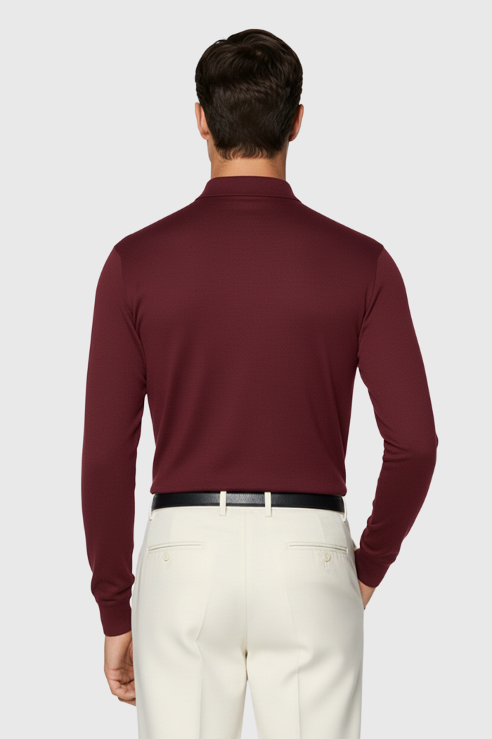 Longsleeve Polo - 100% traditionell gesponnene Wolle