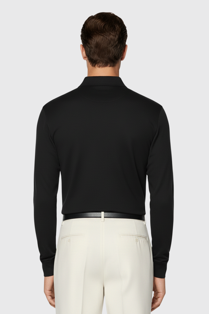 Longsleeve Polo - 100% traditionell gesponnene Wolle
