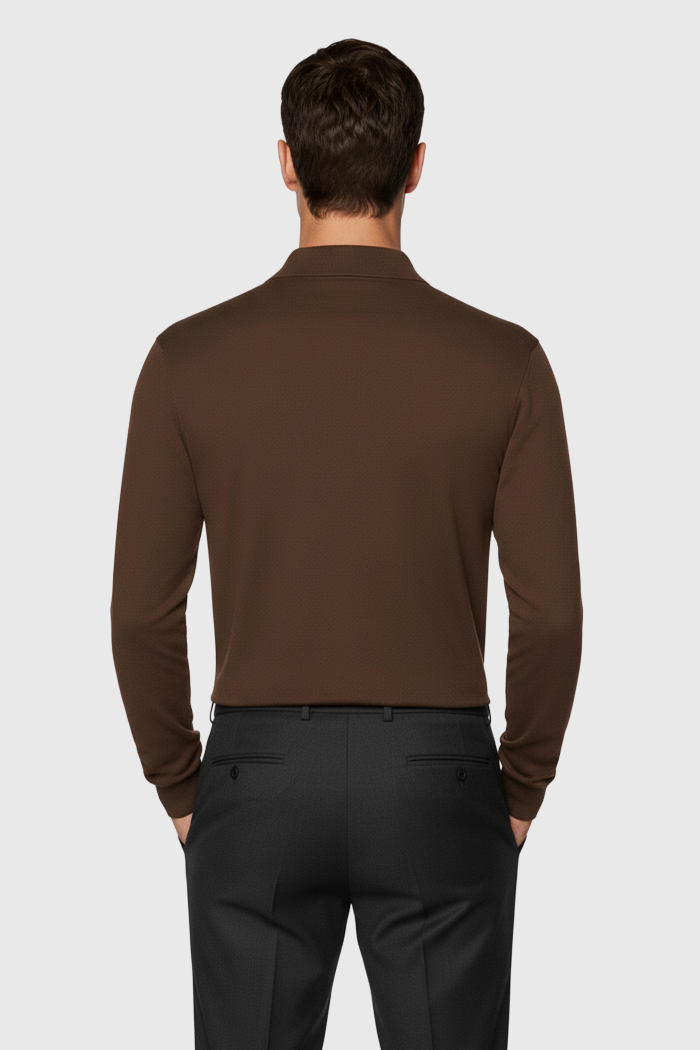 Longsleeve Polo - 100% traditionell gesponnene Wolle