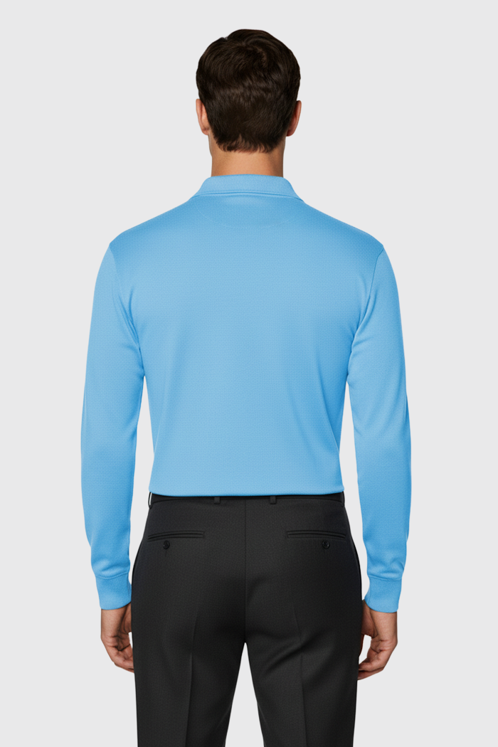 Longsleeve Polo - 100% traditionell gesponnene Wolle