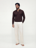 Gestricktes Langarm Polo Herren Ganache – Compofarro