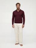 Gestricktes Langarm Polo Herren Bordeauxrot – Compofarro