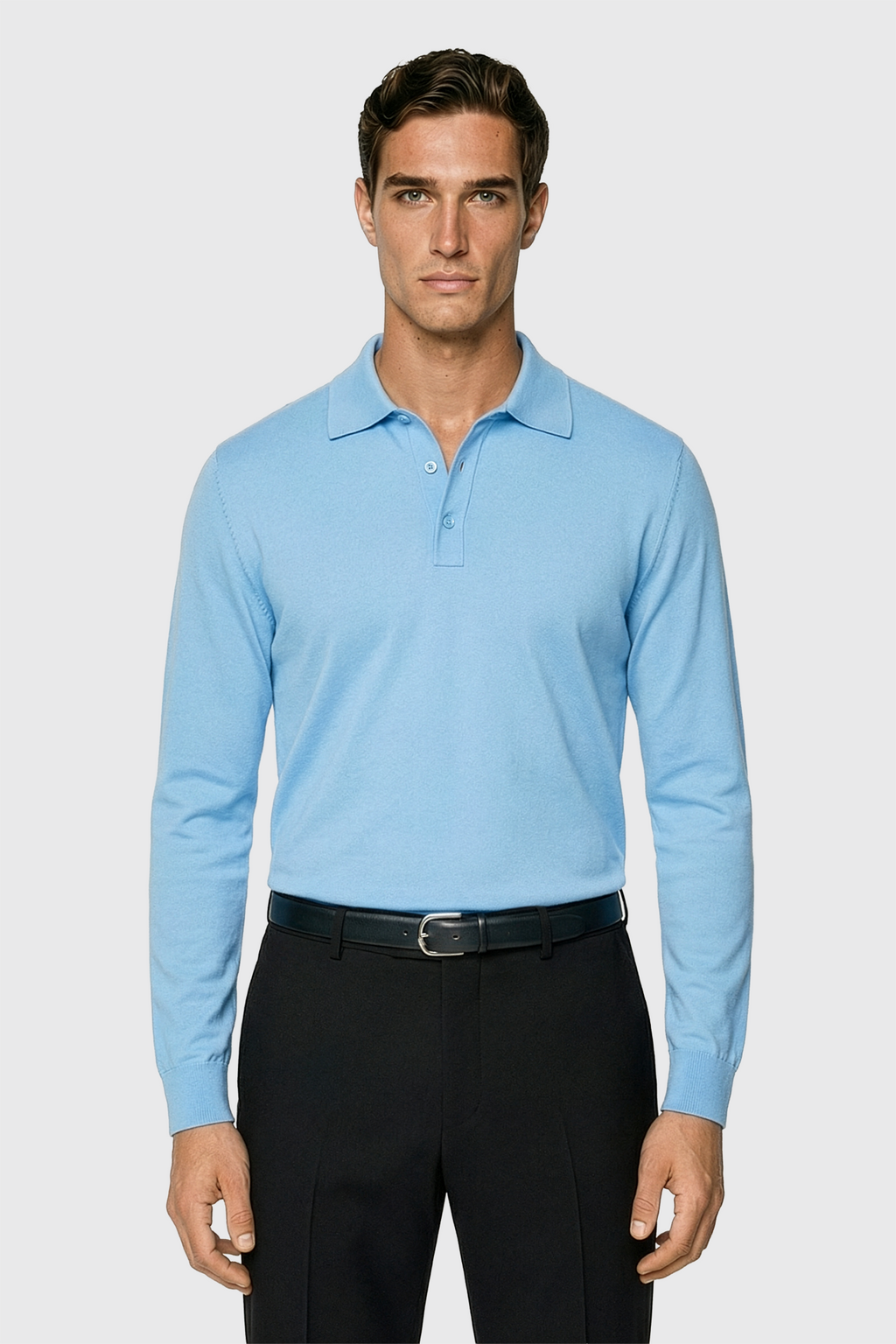 Longsleeve Polo - 100% traditionell gesponnene Baumwolle