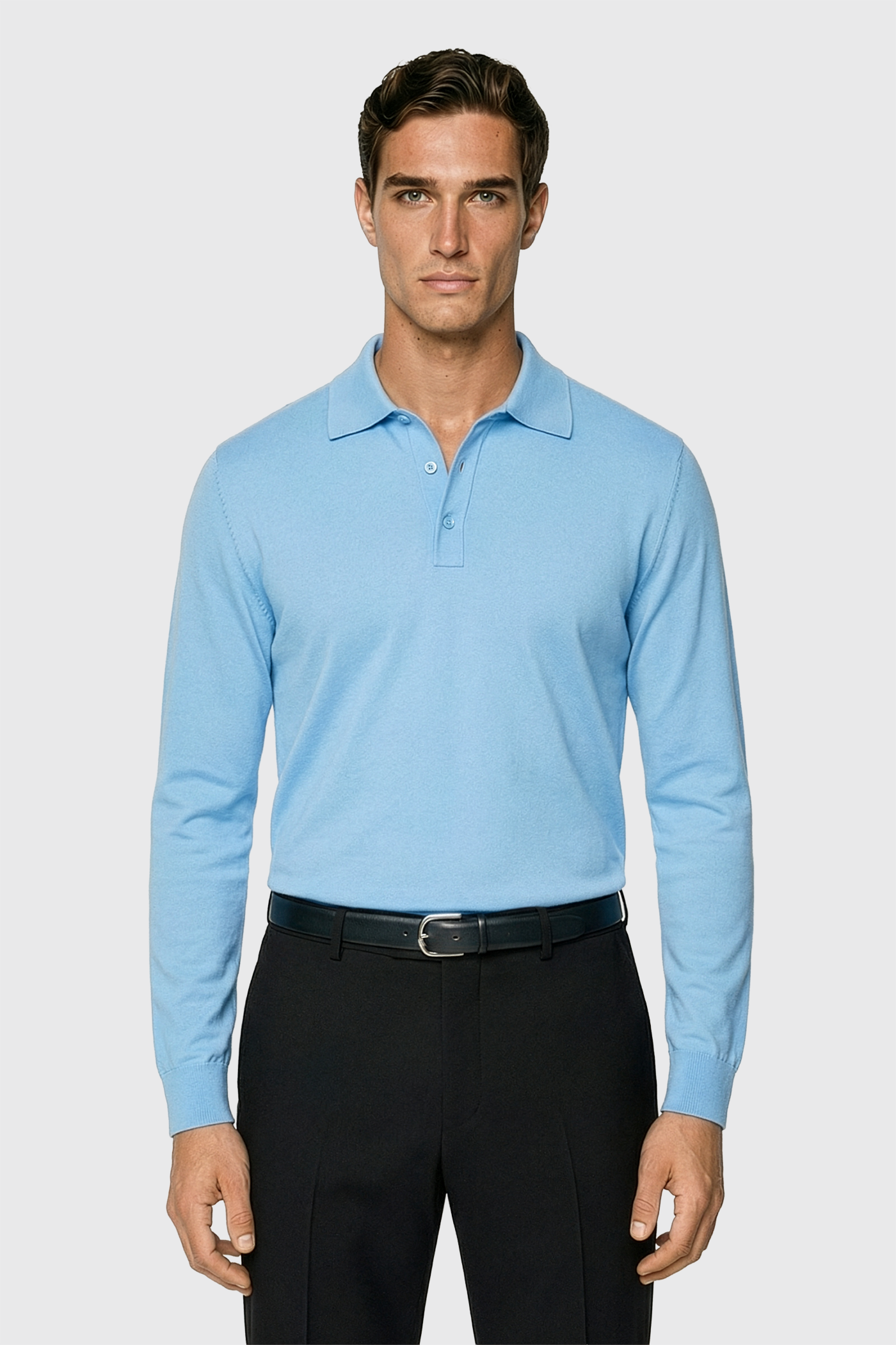 Longsleeve Polo - 100% traditionell gesponnene Baumwolle