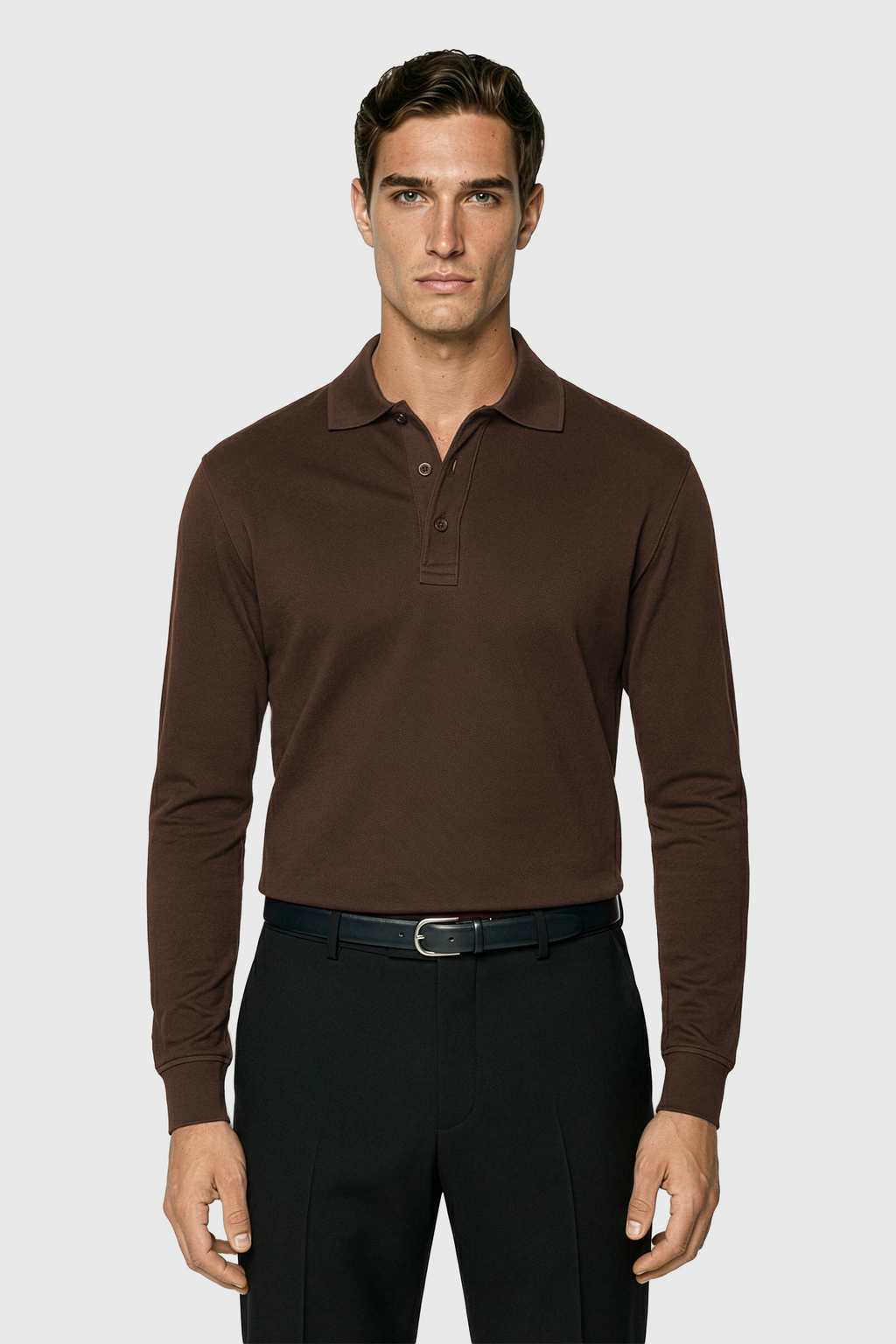 Longsleeve Polo - 100% traditionell gesponnene Baumwolle