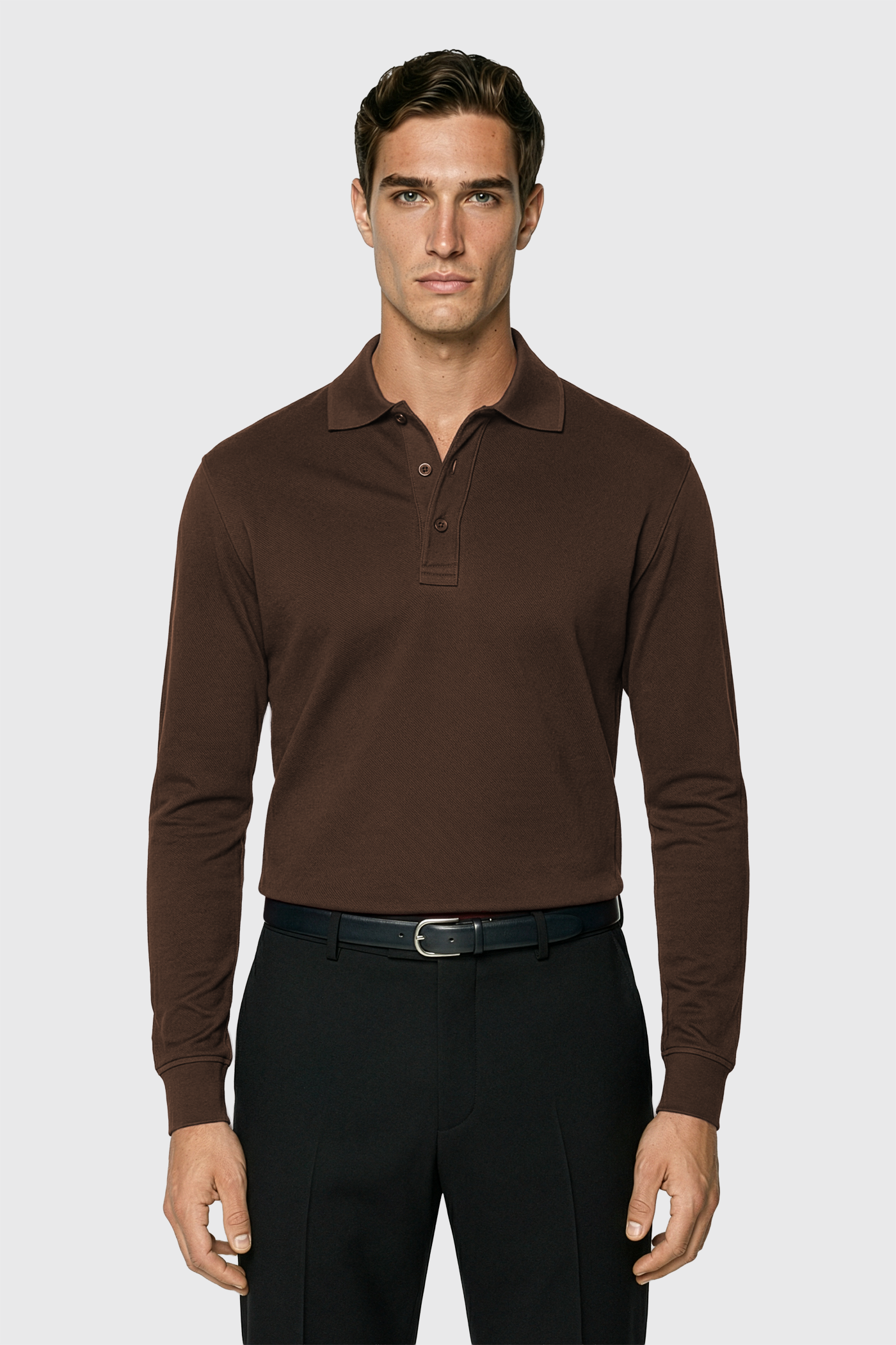 Longsleeve Polo - 100% traditionell gesponnene Baumwolle